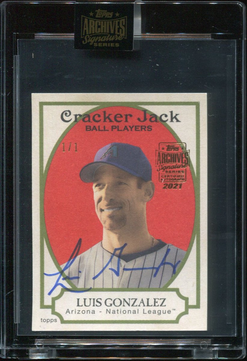 Any Luis Gonzalez collectors? Have this 1/1 Cracker jack Archives auto would love to trade for a nice vintage baseball card. Tv $100.