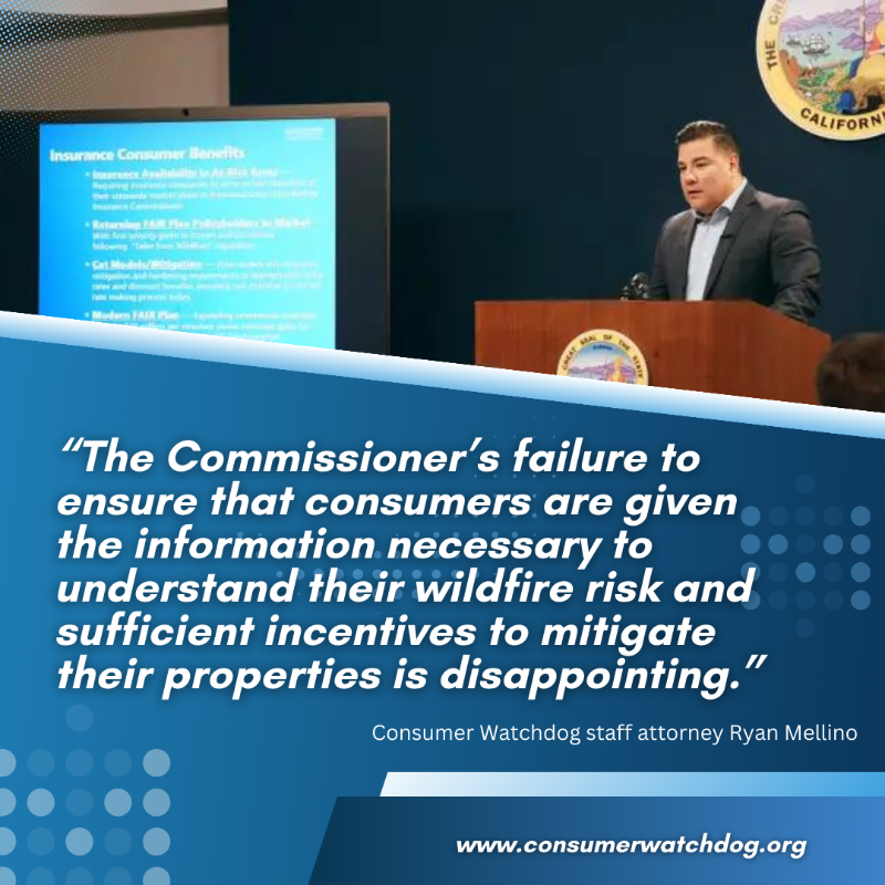 Insurance Commissioner @ICRicardoLara Gives State Farm Green Light to Reduce Wildfire Mitigation Discounts and Avoid Explanation of How Homeowners’ Wildfire Risk is Determined consumerwatchdog.org/insurance/comm…