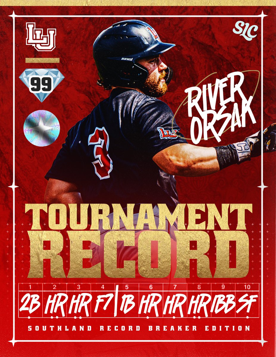 Southland Conference (@southlandsports) on Twitter photo HAVE YOURSELF A DAY (AND A TOURNAMENT), RIVER
River Orsak ties a <a href="/mynorthoaks/">North Oaks Health System</a> Southland Baseball Championship Record with:
✅ Most Home Runs in a Single Game (3)
✅ Most Home Runs in a Tournament (6)
#EarnedEveryDay HAVE YOURSELF A DAY (AND A TOURNAMENT), RIVER
River Orsak ties a <a href="/mynorthoaks/">North Oaks Health System</a> Southland Baseball Championship Record with:
✅ Most Home Runs in a Single Game (3)
✅ Most Home Runs in a Tournament (6)
#EarnedEveryDay