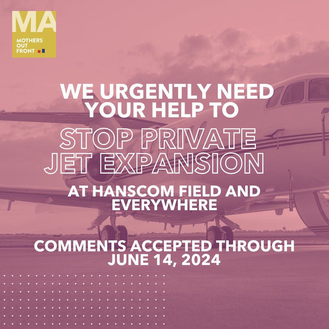 Rare chance to formally object to the massive private jet expansion planned at Hanscom Field! Make your opposition count; TOMORROW 6/14 is the deadline for public comments. Get the full story &amp; guidance at spje.org/DEIRtools. #StopPrivateJetExpansion #ClimateAction