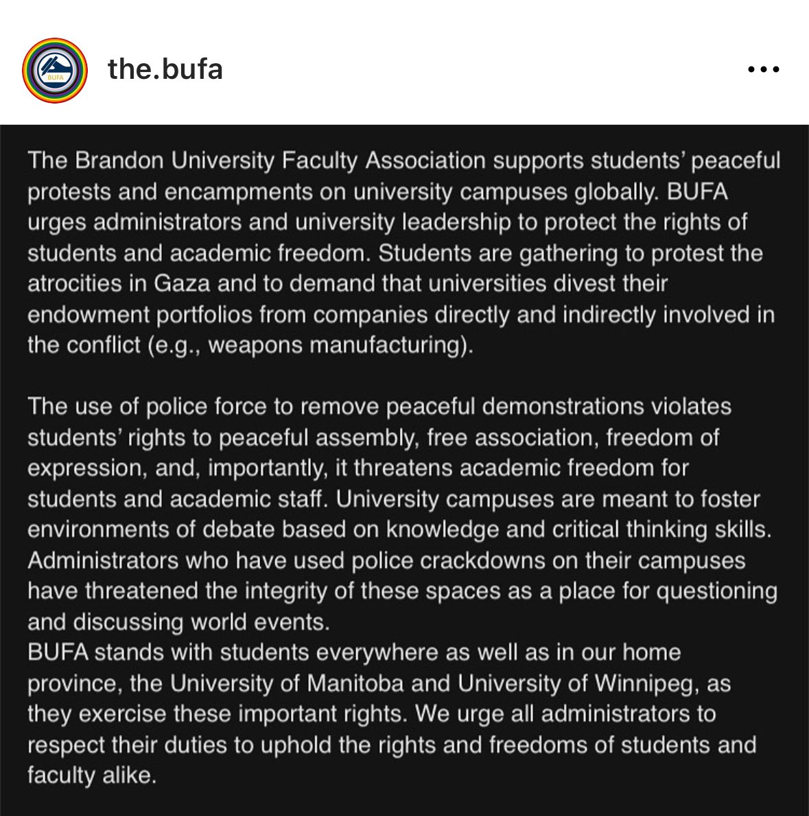 A statement from BUFA