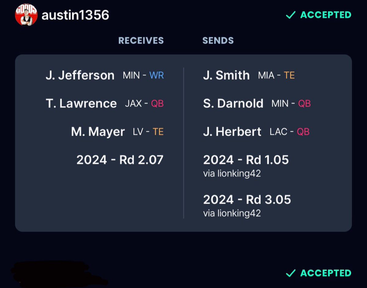 austin1356's tweet photo. @DynastyDadFF 12 tm SF ppr start 9 https://t.co/718tvSI24J