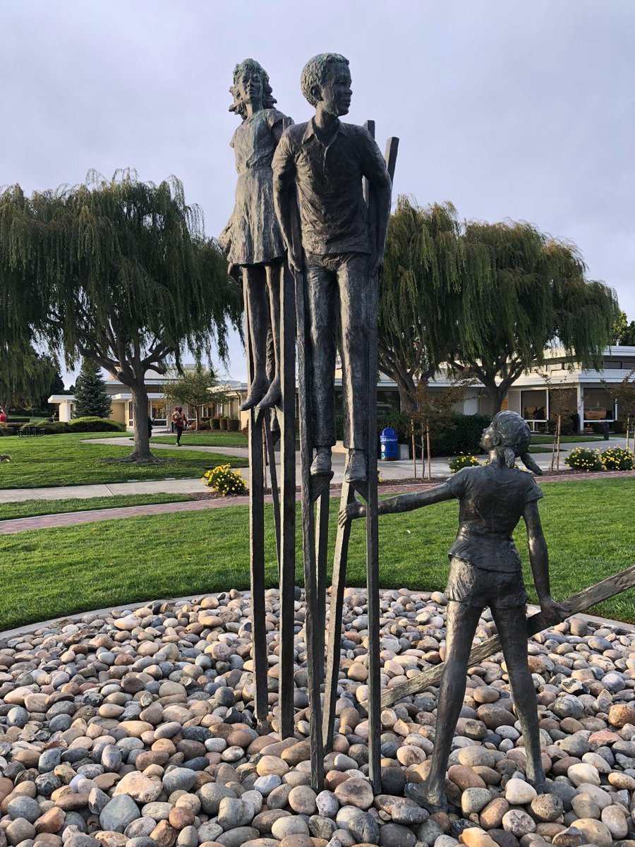 fostercitylife's tweet photo. "Stilt Walkers" by Dennis Smith were installed in 2005 in Foster City's Leo Ryan Park. The sculpture captures what it means to be young as nothing else: to be able to dare to stand high enough to look beyond the horizon of now by wondering what will be. What will I do? https://t.co/GOwXcc1y99