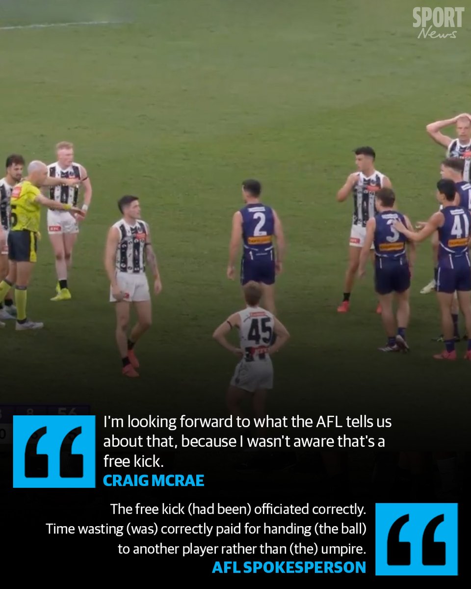 Craig McRae and his players were left confused but the AFL this morning has ticked off on the call to penalise the ‘time wasting’ Pies 👉 @RalphyHeraldSun and @MaccaHeraldSun have the details: bit.ly/4azsjfW