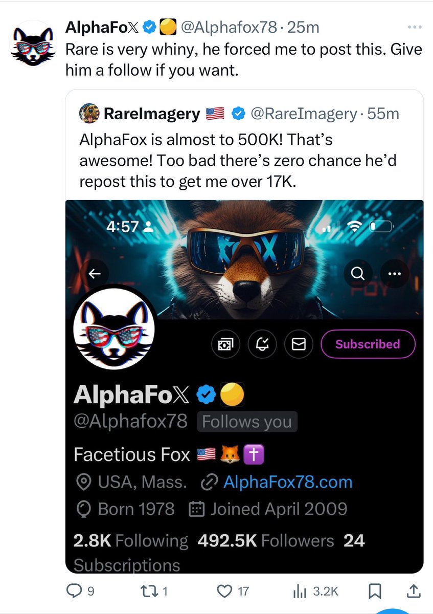 @Alphafox78 @AlexBabayan6 @RareImagery Bro you’re grifting azz content stealing mfin thief quit playing. This is lamest support post I ever seen. The dude subs to you and that’s the best you can do? With supporters like you who tf needs haters…