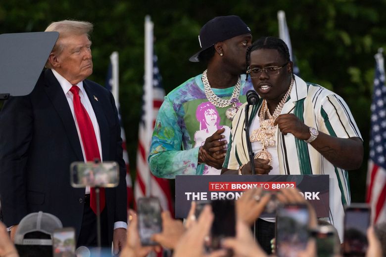 During Trump's rally yesterday the secret service made this big empty area around him presumably to protect him. Then he stood on stage to get the 'endorsement' of 2 rappers under indictment for 141 gang counts each including murder. There are a total of like 370 felony