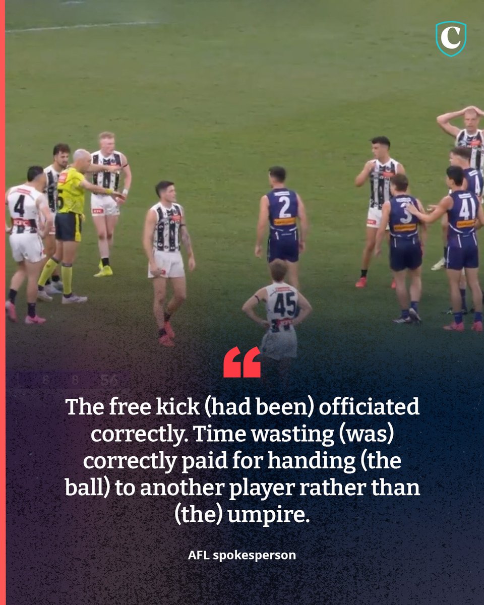 Craig McRae and his players were left confused by the decision to award Sean Darcy a free kick on Friday night But the AFL this morning has ticked off on the call to penalise the ‘time wasting’ Pies ✍️@RalphyHeraldSun & @MaccaHeraldSun have the details: bit.ly/44VK1sQ