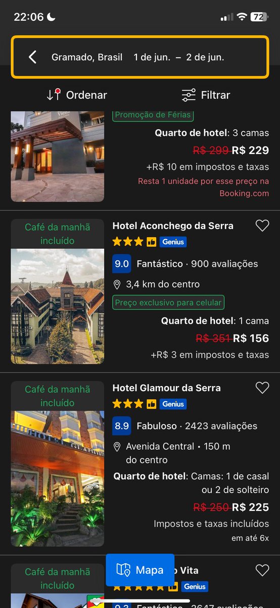 Znatan_'s tweet photo. @negodioficial Uma simples pesquisa na Booking, mesmo período, Gramado no inverno x Torres no Inverno. Esse papo que Gramado é caríssimo é pura groselha. https://t.co/jhQfzH2uc2