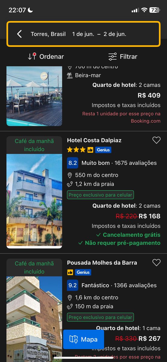 Znatan_'s tweet photo. @negodioficial Uma simples pesquisa na Booking, mesmo período, Gramado no inverno x Torres no Inverno. Esse papo que Gramado é caríssimo é pura groselha. https://t.co/jhQfzH2uc2