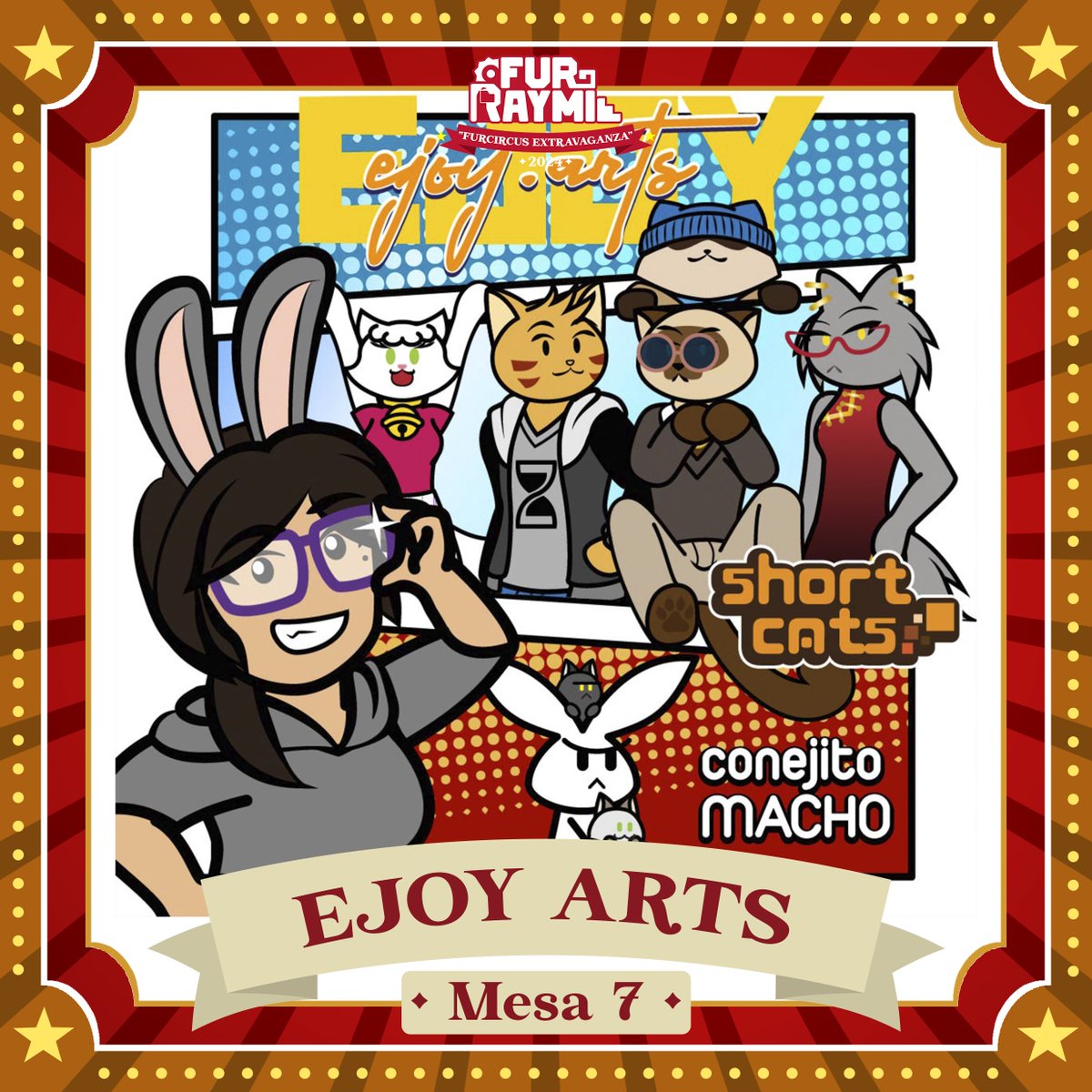 FurRaymi's tweet photo. ✦ Mesa 7 ✦ Ejoy-Arts

@EJoyArts14 estará en una edición más de Fur Raymi 🐰😻🦊. Si no la ubican, tal vez la conocen como la creadora de @conejitoMACHO, y también del webcomic @shortcatscomics 
¡No se lo pierdan! Habrán stickers, prints, comisiones a pedido y más. https://t.co/4QOcfa2wdo