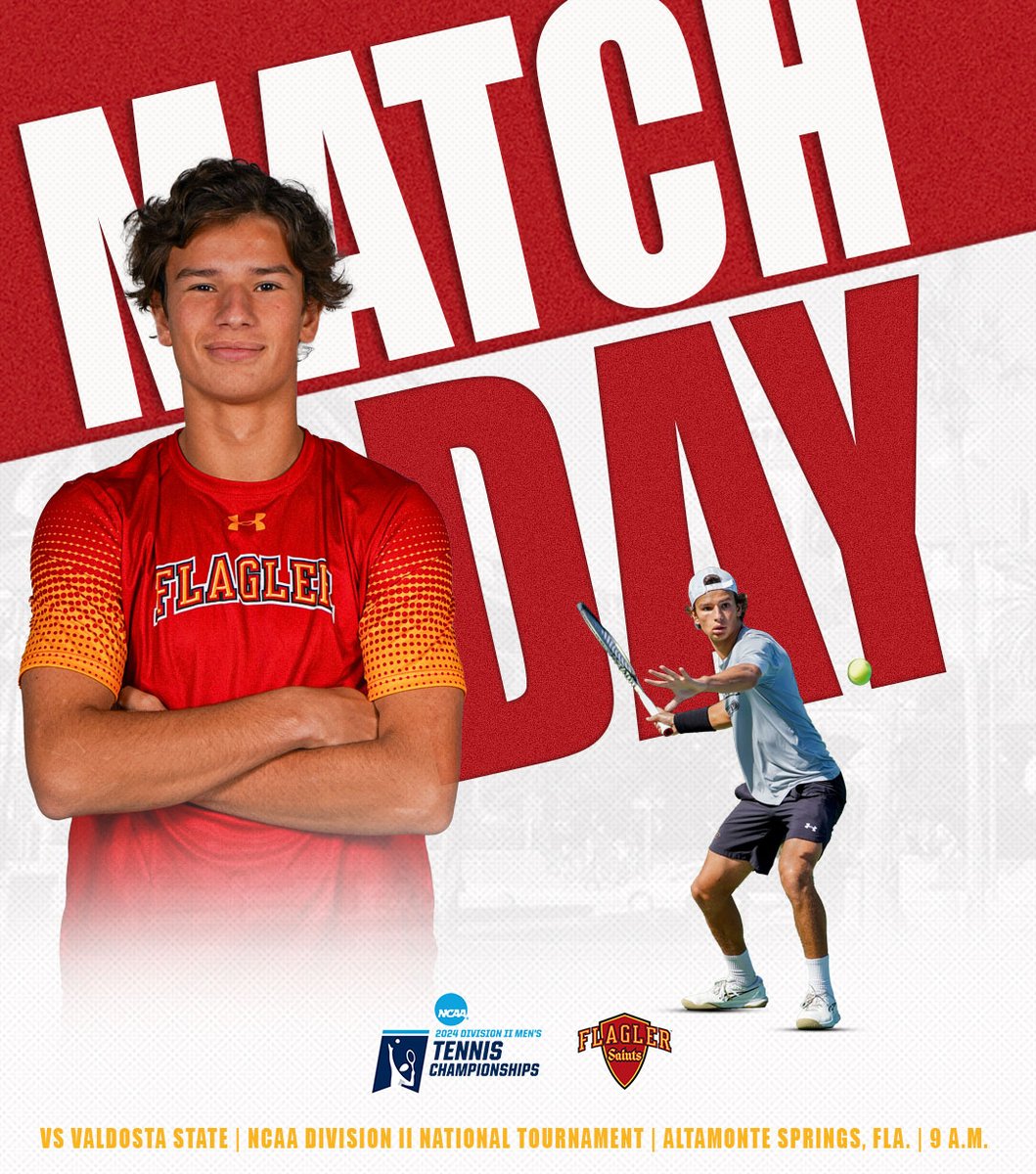 Time to bring it home🏆 🆚Valdosta State (final) 🎾NCAA Division II National Tournament 📍Altamonte Springs, Fla. ⏰9 a.m. 📊stats.statbroadcast.com/broadcast/?id=… 📺ncaa.com/event/4518 #GoSaints | @flaglermten