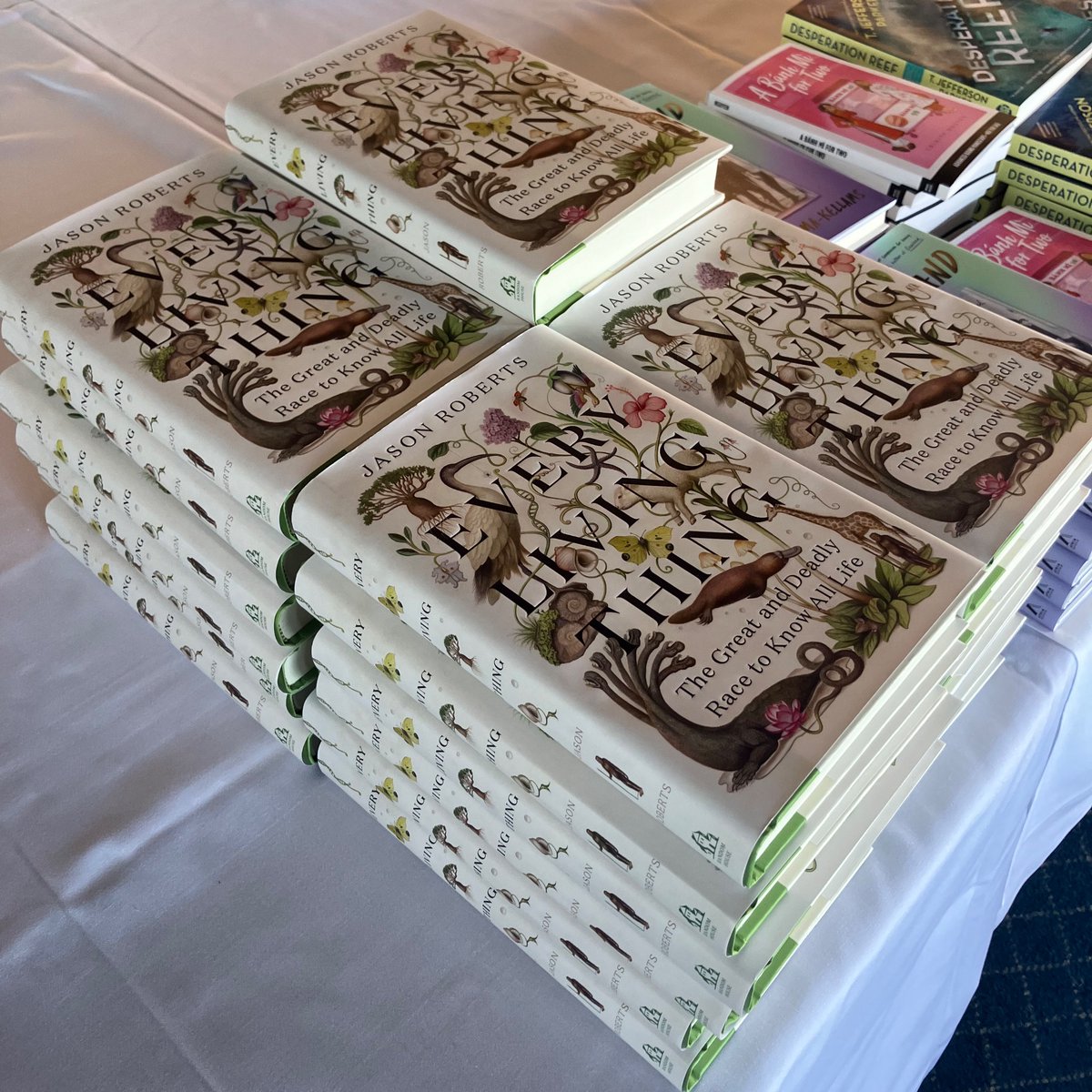 Honored to be invited to address the CA Independent Booksellers (<a href="/CalibaBooks/">CALIBA_Bookstores</a>) meeting in Long Beach on Wednesday. Thanks to <a href="/lcamfio/">Liz Camfiord</a> for making our stacks of EVERY LIVING THING promptly disappear.