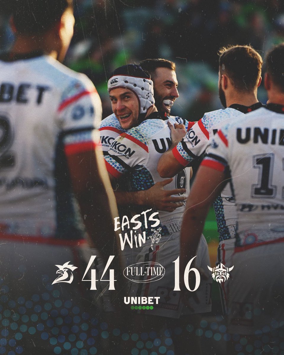 sydneyroosters's tweet photo. Proud to be victorious on Ngunnawal land. Thank you for welcoming us. 🐓 #EastsToWin 

@unibet https://t.co/h7HK8NiZaW