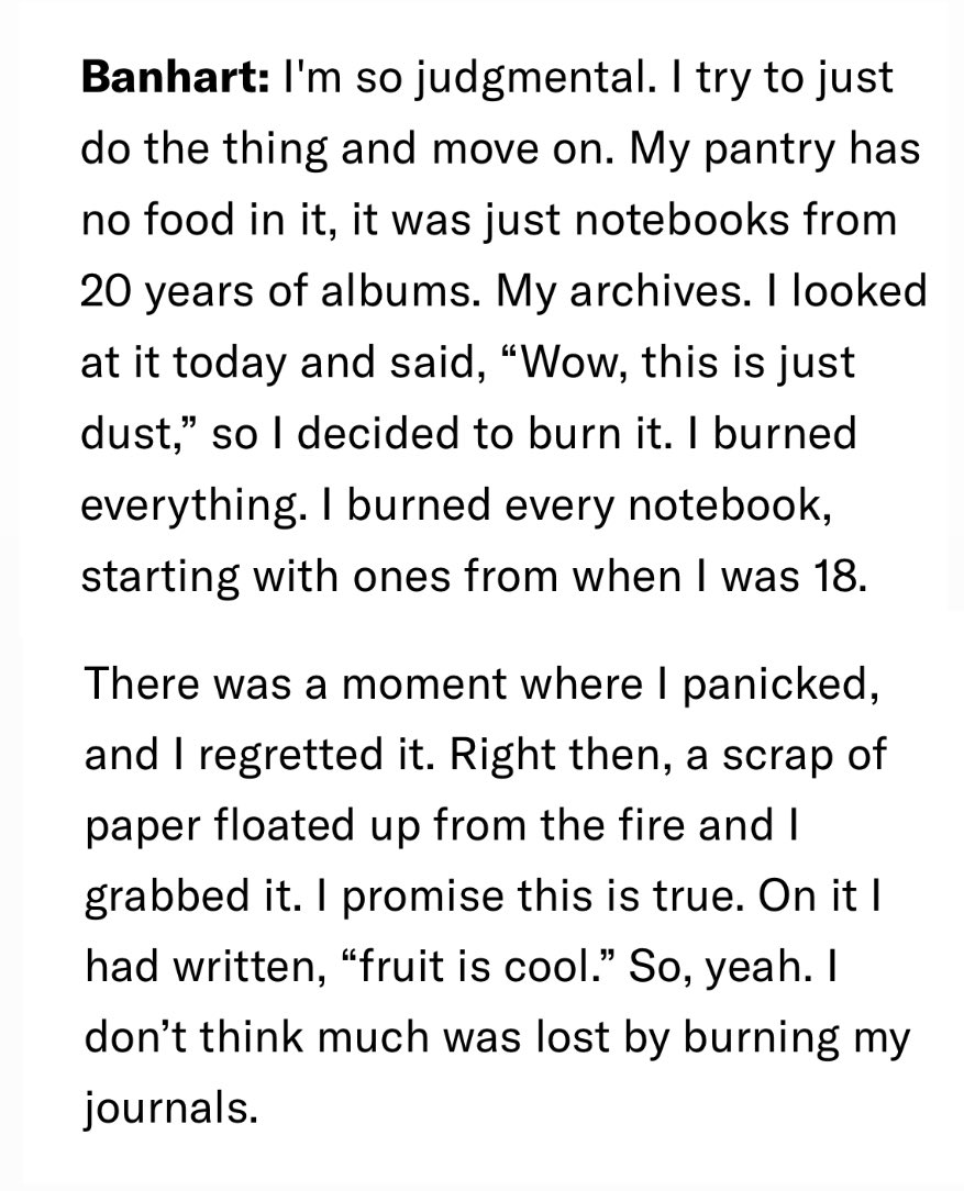 devendra banhart on burning all his old notebooks