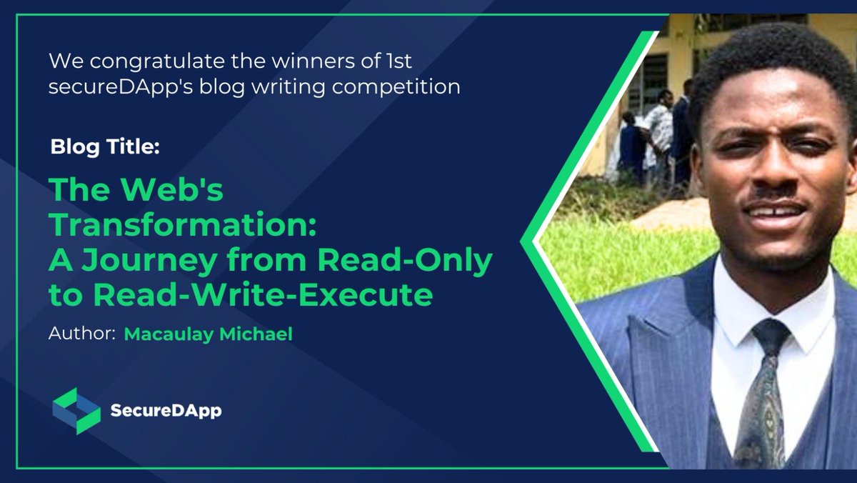 We are beyond excited to unveil the winning blog post, 'The Web's Transformation: A Journey from Read-Only to Read-Write-Execute' by @macauly_michael 🏆 

This captivating and insightful piece explores the web's incredible evolution and the groundbreaking role of #BlockchainTech