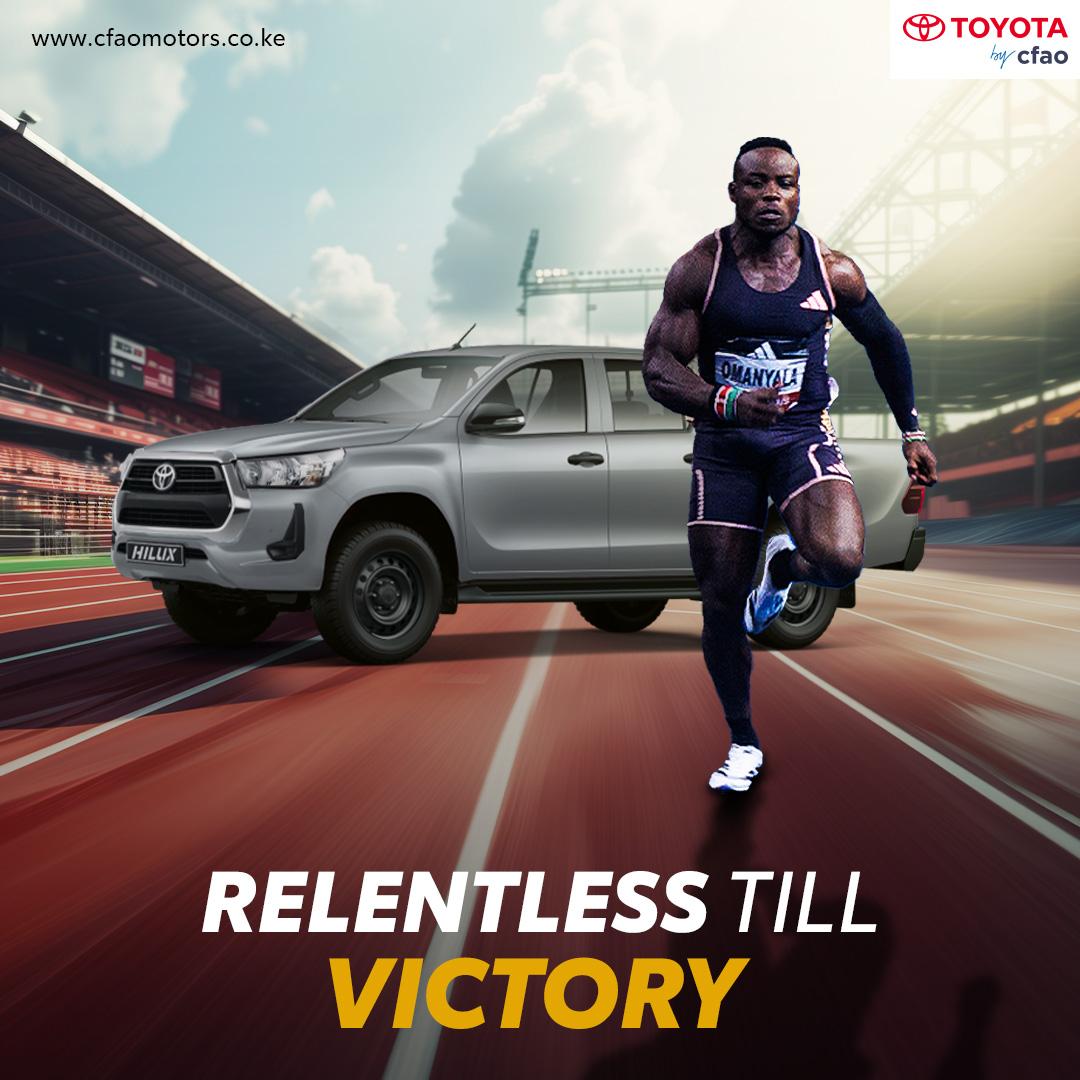 @Ferdiomanyala 's training for the Olympics demands pace, endurance, and determination. The #ToyotaHiluxDoubleCab embodies these qualities tackling challenging terrains day by day. #TeamOmanyala #TeamToyota #StartYourImpossible
