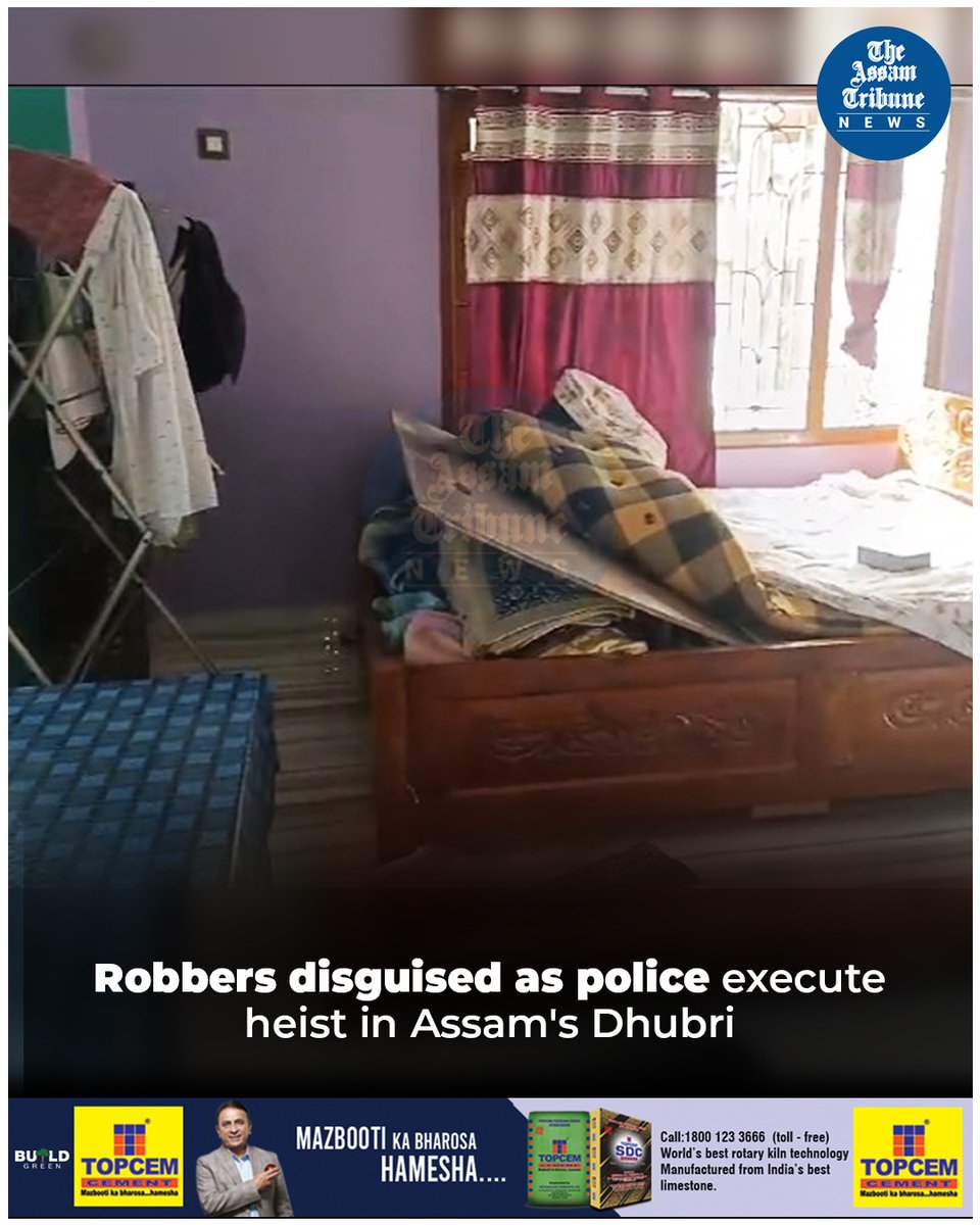 In a brazen and alarming incident, a gang of robbers disguised as police officers executed a meticulously planned heist in Gauripur under Assam’s Dhubri district during the early hours of Friday. assamtribune.com/assam/robbers-… #TheAssamTribune #dhubri #assam #robbers