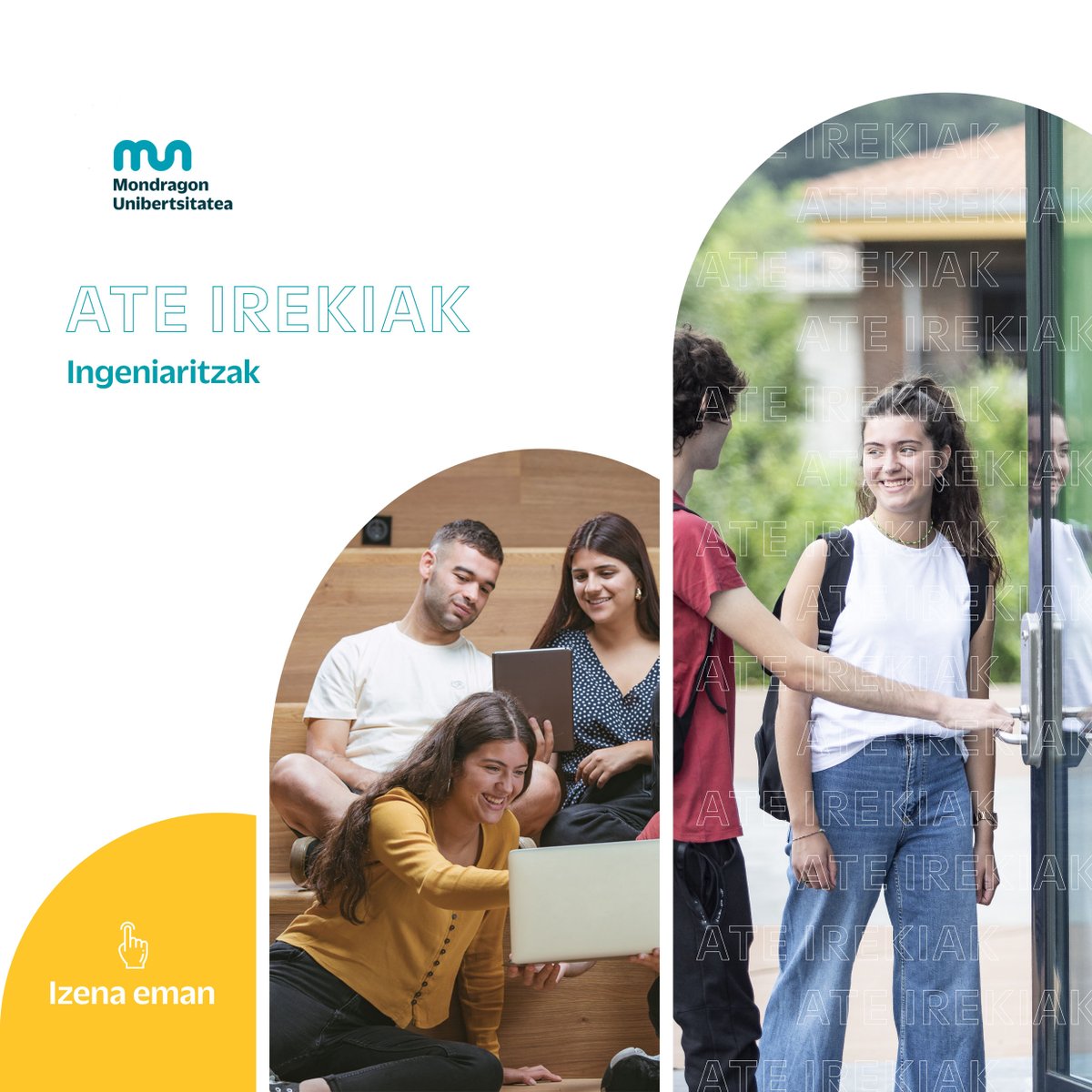 📣 Ingeniaritza graduetako ATE IREKIAK! 📆 Maiatzak 28/29 ⌚ 18:00 📍Online ✍🏻 ow.ly/gGAL50Qx8oF #AteIrekiak