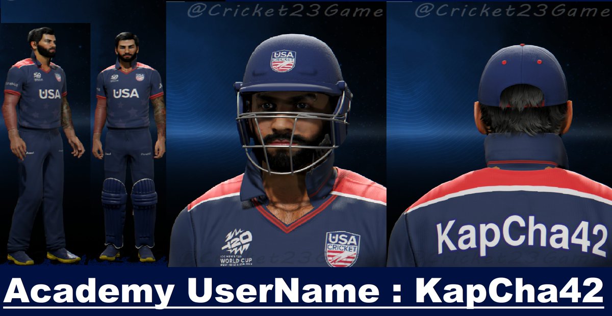 #T20WorldCup #WeAreUSACricket 🇺🇸 #Jersey @Amul_Coop #Cricket24 - Created😎Team Jersey: USA 🇺🇸 @usacricket ✨ New Latest T20 World Cup Jersey is here for @T20WorldCup for Cricket 24 The Most Authentic Game of Cricket from @BigAntStudios 📌Academy UserName : KapCha42 -----