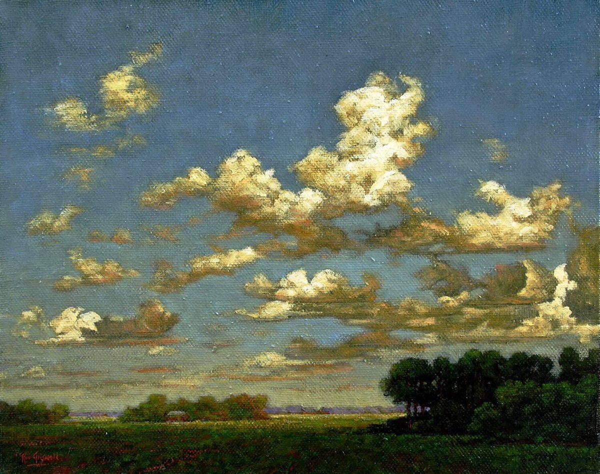 Ron Griswold Contemporary American “Summer skies” Oil on canvas , 16 x 20 Private collection