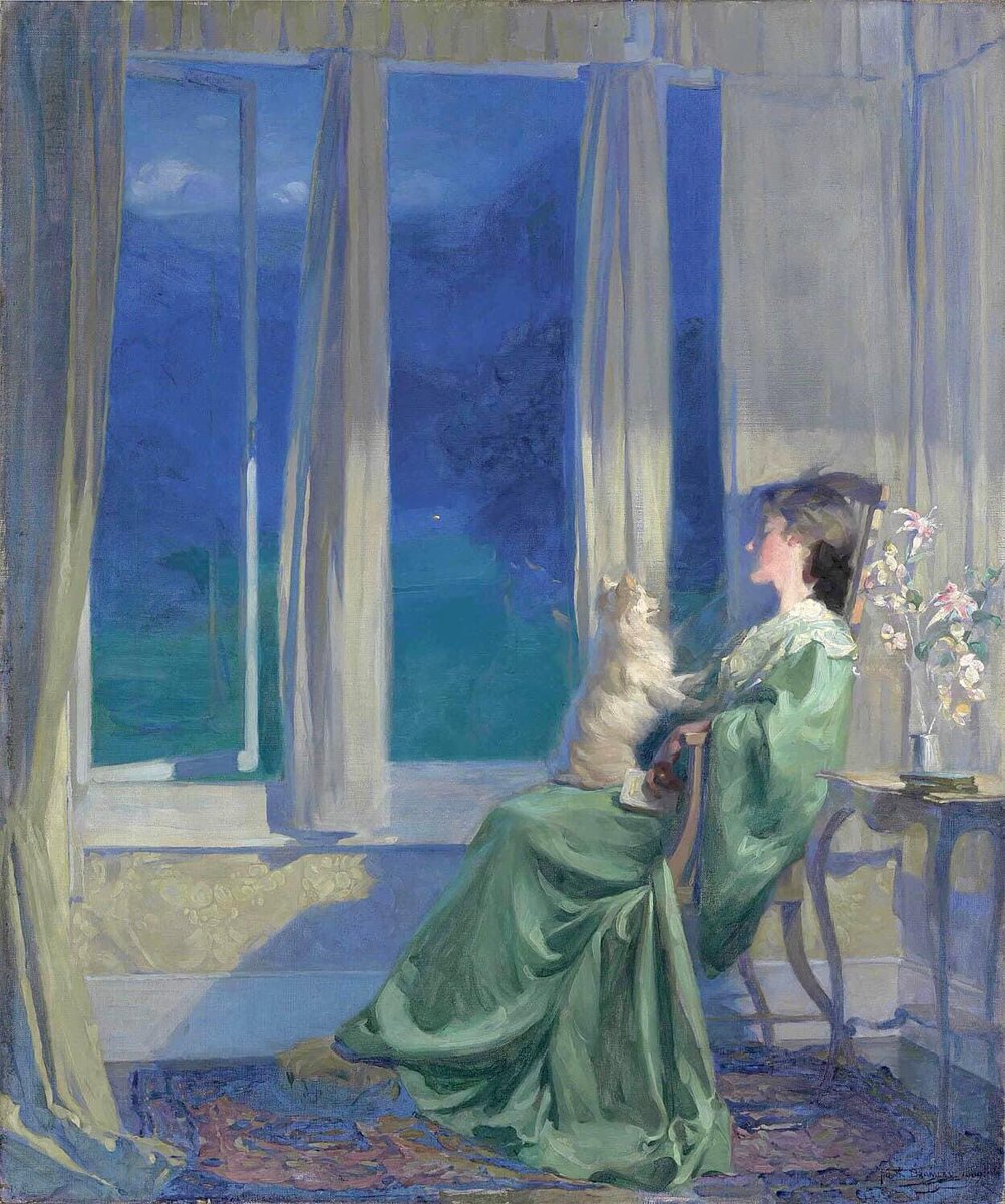 Frank Bramley (1857- 1915) English “When the blue afternoon slowly falls” 1909 Oil on canvas, 90.8 x 76.8 cm. Private collection