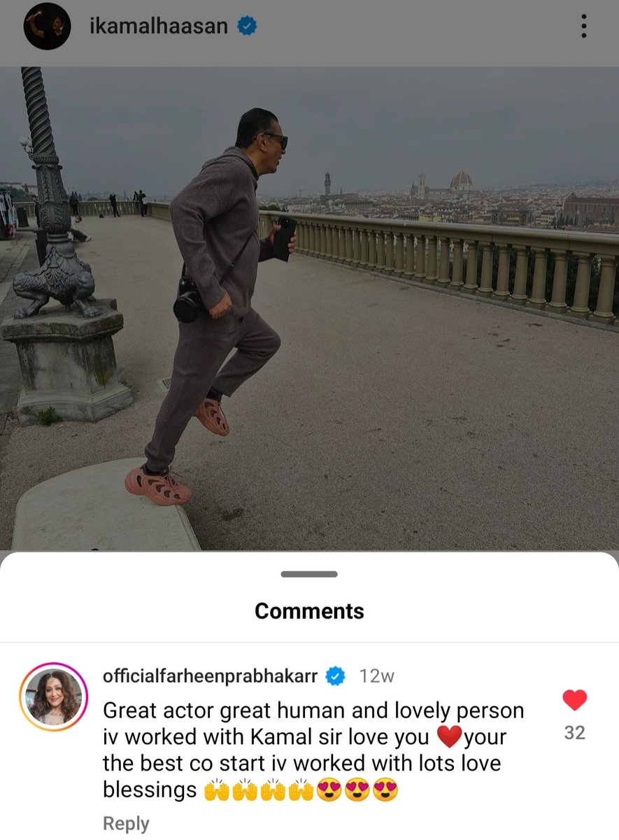 #Kalaignan movie actress Farheen Prabhakar about Ulaganayagan #KamalHaasan in Instagram❤️ 

'Great actor, great human and lovely person I have worked with #Kamal sir love you❤️ you are the best co star I have worked with lots love blessings' - #FarheenPrabhakar🙌🙌🙌🙌😍😍😍