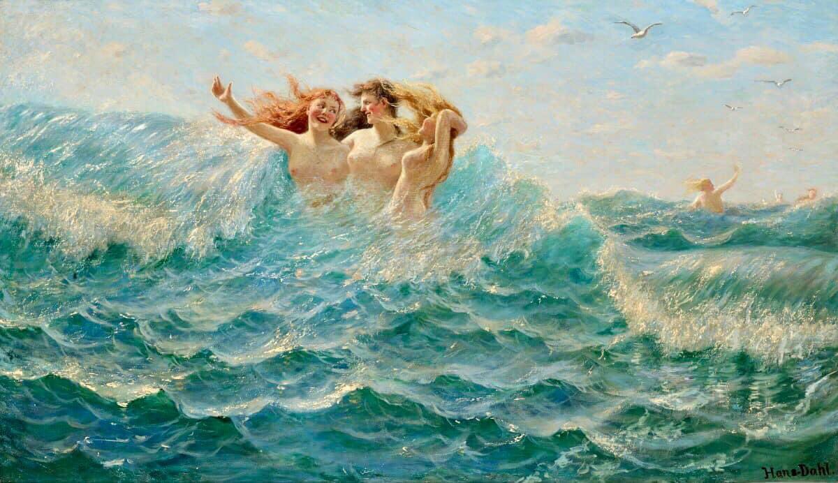 Hans Dahl (1849-1937) Norwegian “Bath nymphs” 1910 Oil on canvas, Private collection