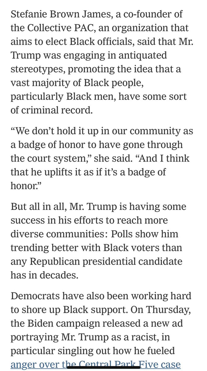 The New York Times and black leftists are denouncing Trump for appealing to blacks by embracing criminals from their community. This from the people who worship Michael Brown and George Floyd.