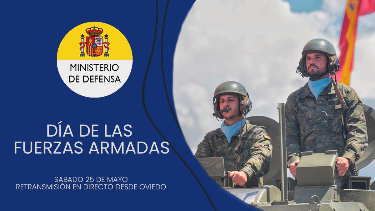 ¡Feliz Día de las #FuerzasArmadas! Hoy es nuestro día y tú, por supuesto, también formas parte de él. A partir de las 12:00 h, no te pierdas detalle alguno del acto central del #DIFAS24 en #Oviedo, a través del siguiente enlace: ➡️ youtube.com/live/siENN8bj6…