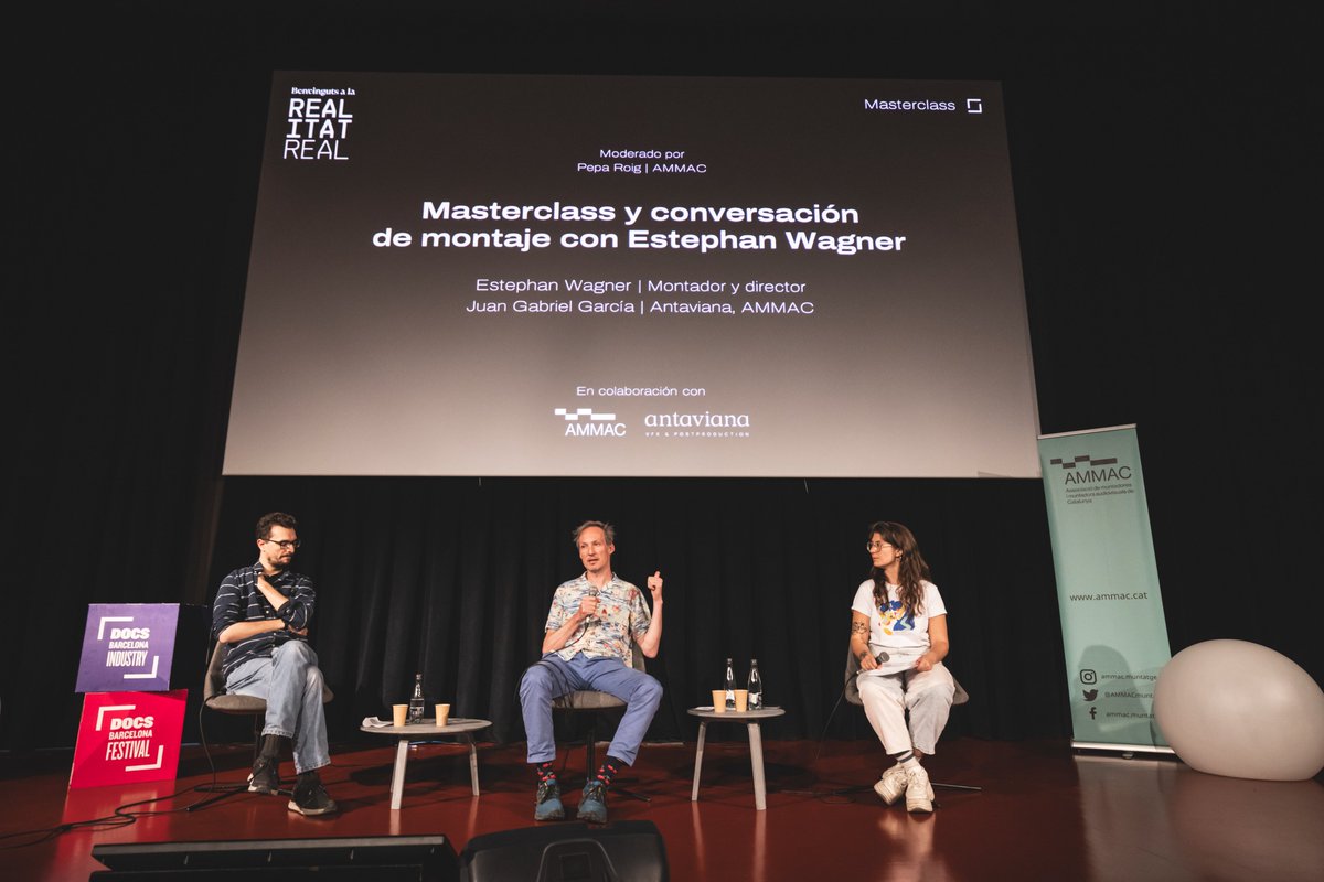 El passat 10/05 a la masterclass i conversa sobre muntatge amb @EstephanWagner al marc del @DocsBarcelona ✂️✨🎬

#activitatsAMMAC #Docs2024