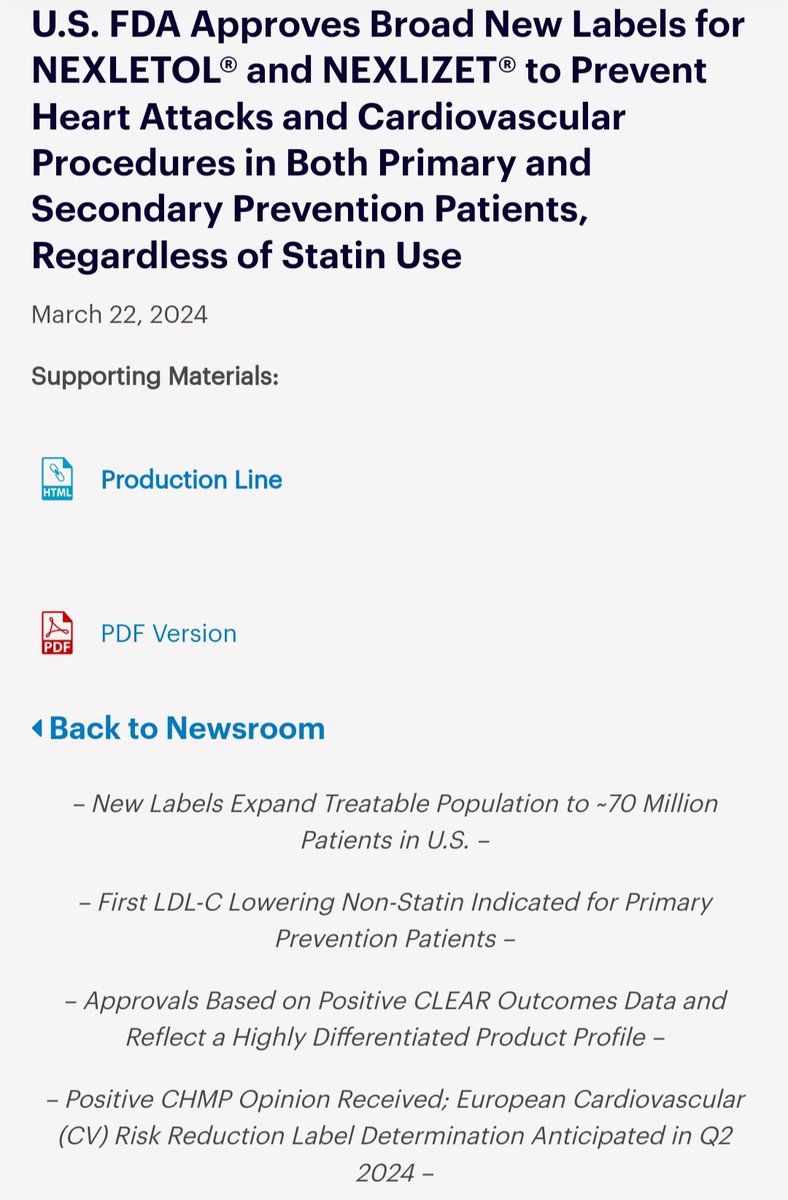 Bempedoic Acid | Therapy | Dyslipidemia

Part A: Bempedoic Acid approval in Europe

📸 1: First-In-Class cholesterol-lowering treatment NILEMDO® (NEXLETOL® in the U.S.) and Its combination with Ezetimibe, NUSTENDI® (NEXLIZET® in the U.S.), approved in Europe to treat