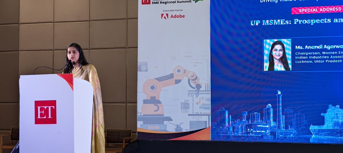 Developing skillset will help to stimulate job growth and the development of UP with tourism has increased, says Anandi Agarwal, Chairperson, Women Entrepreneur Cell, @iiaonline, at #ETSMESummits in #Lucknow @IasAlok @upmsme @UPGovt @Adobe @UP_ODOP @AfmecAgra