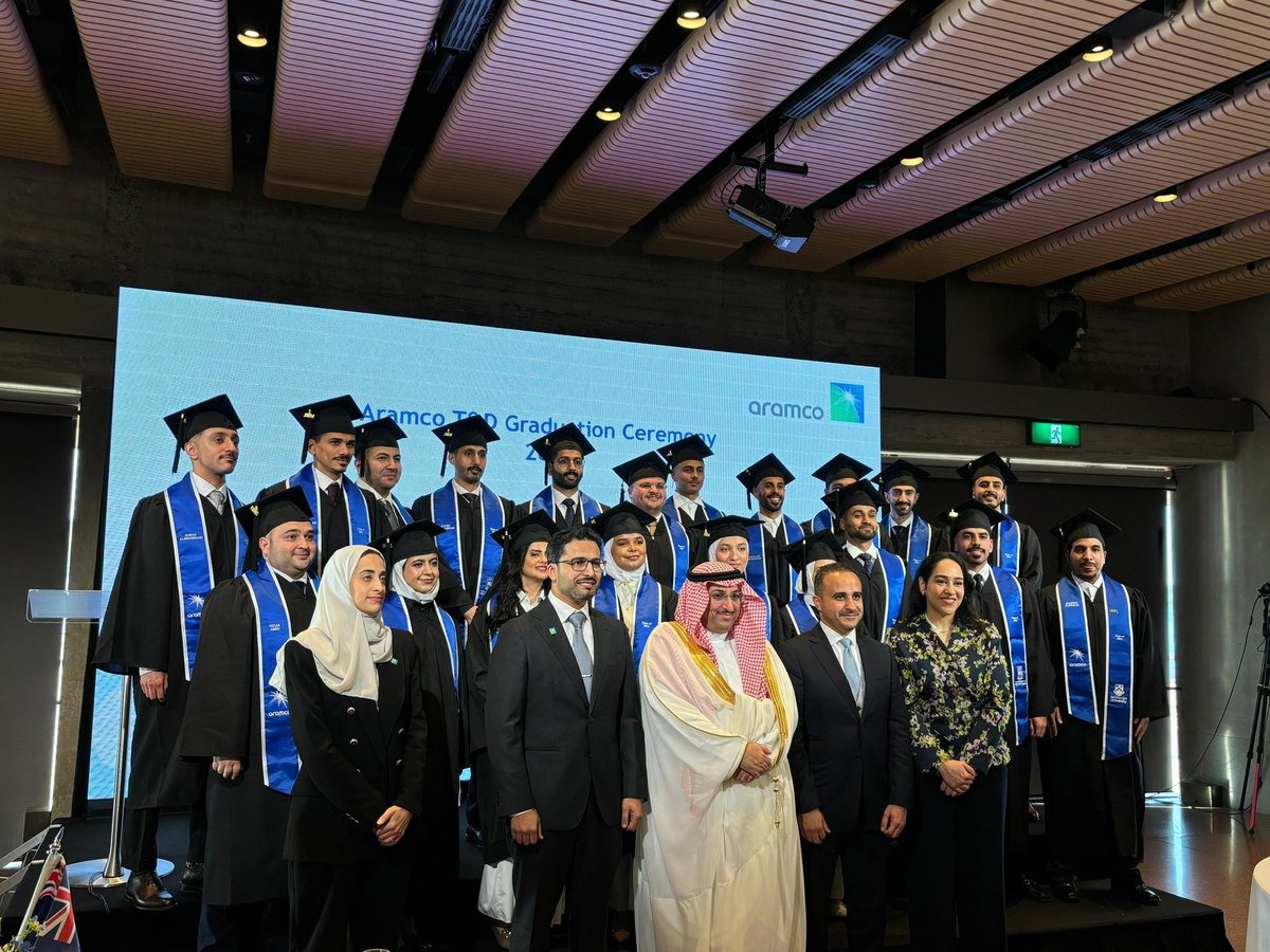 His Excellency Ambassador #Sultan_bin_Khuzaim attended the graduation ceremony for students on scholarship from #SaudiAramco for this year 2024. During the ceremony, His Excellency offered congratulations to the graduates, wishing them success in their future careers.