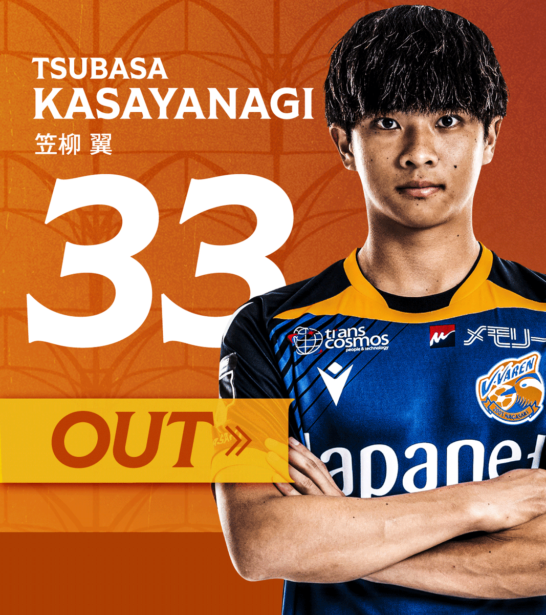 🔷🔶 ⌚️59'｜選手交代 👉長崎 1-0 千葉 🔛 38 #松澤海斗 🔙 33 #笠柳