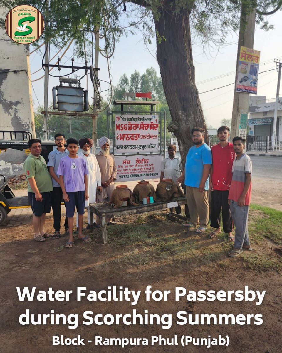 Amidst scorching heat waves, Shah Satnam Ji Green ’S’ Welfare Force Wing Volunteers are exemplifying compassion by providing free water facilities, guided by the benevolent teachings of Saint Dr. @Gurmeetramrahim Singh Ji Insan. Hydration is key in battling this intense summer,