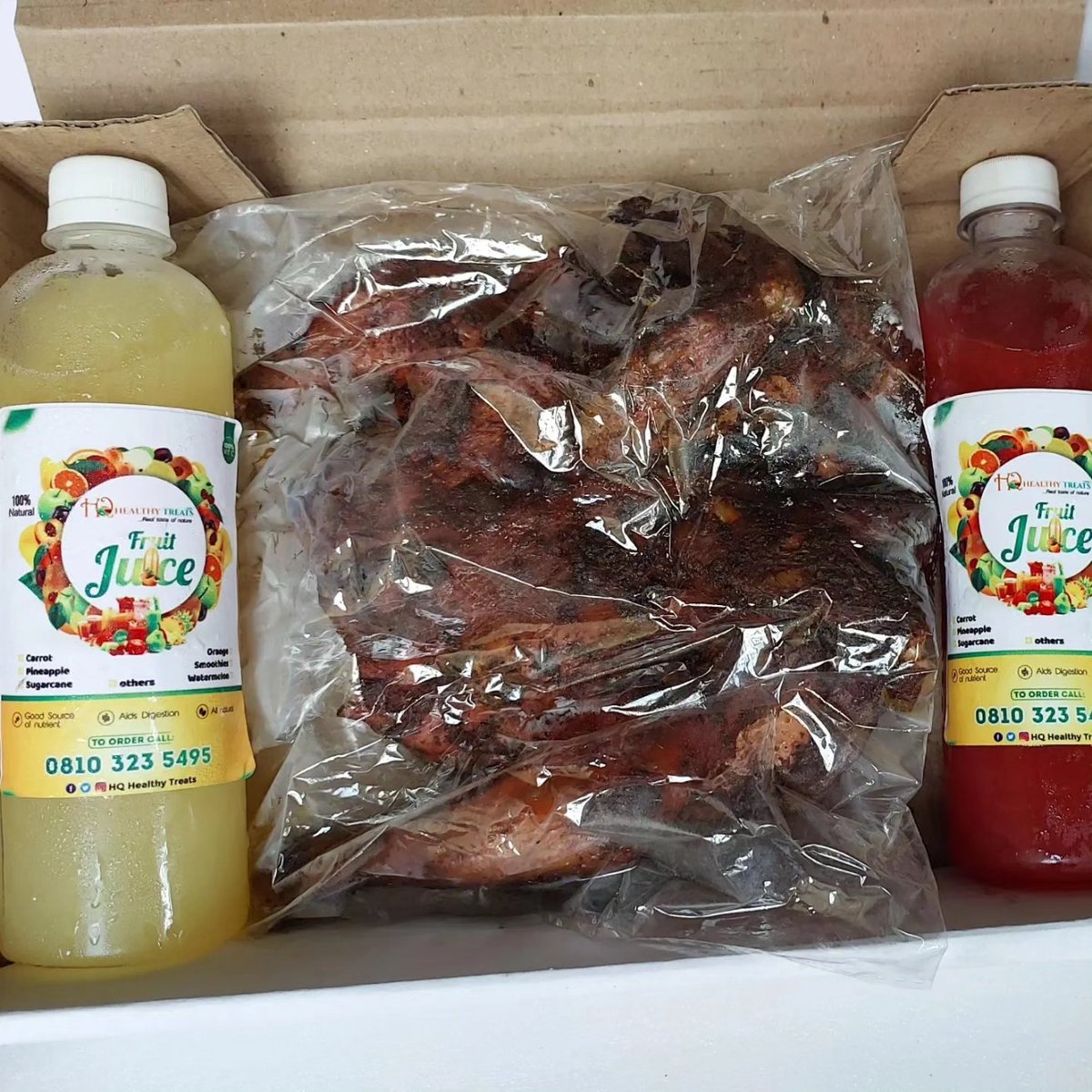 @peng_writer Yes ooo

Comman enjoy life with @HqTreats fruit juices and spicy grilled guinea fowl😋😋

#fruitjuicesinlagos 
#guineafowlinlagos
#fruitgiftinlagos
