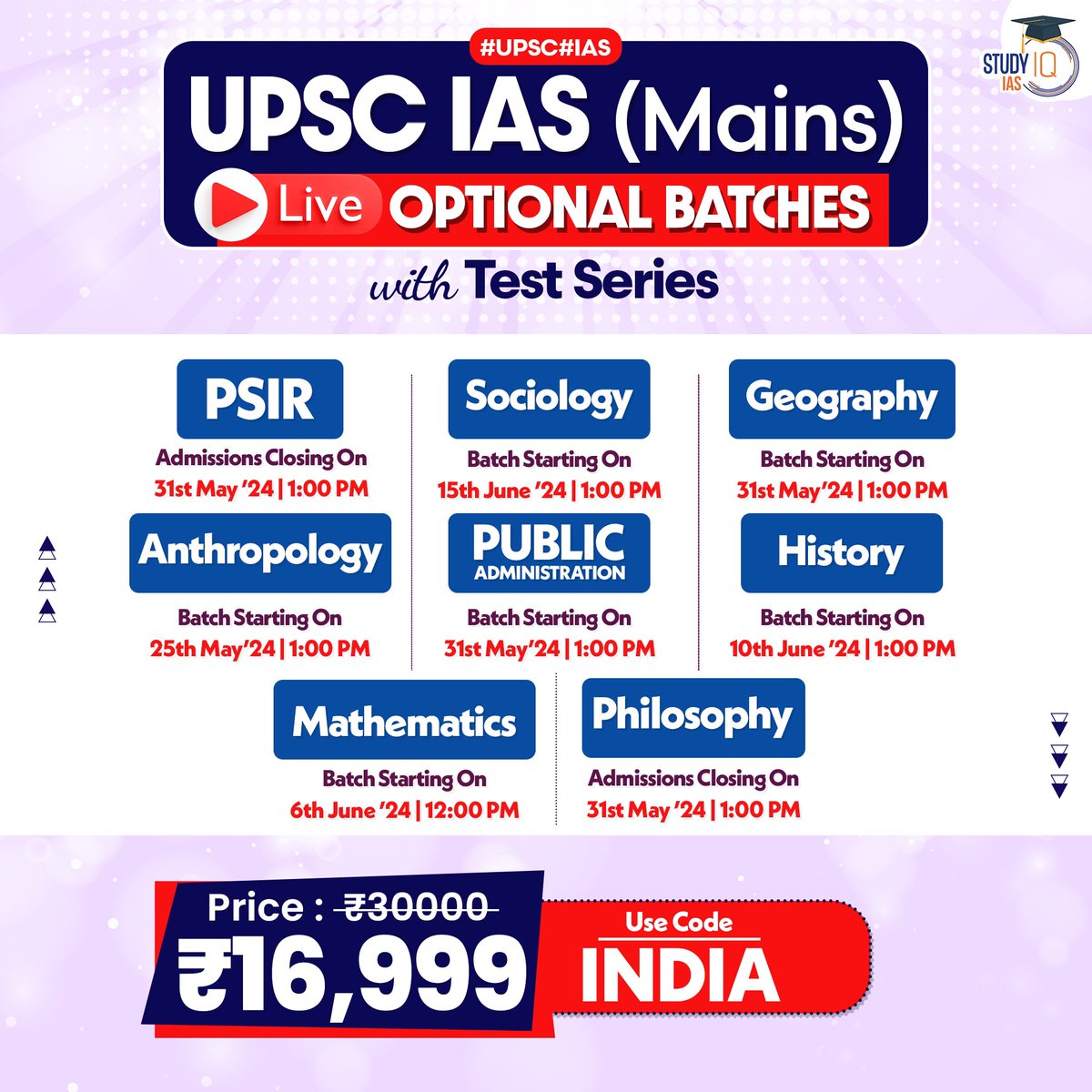Dear Students, Optional plays a key role in UPSC CSE selections. StudyIQ IAS offers 8 Optionals taught by best faculties to help you Ace the examination. For any queries please reach out to: 080-6897-3353 Check out the courses here: bit.ly/3FEJnnJ