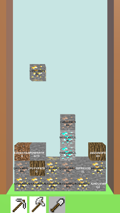 ACFWorks's tweet photo. I began development using Unity's physics engine but soon decided to switch to a 2D array, which I found to be more mathematically precise. I developed a map generation system based on this array to accommodate different types of pieces: Ore, Stone, Dirt, and Wood. https://t.co/EOraXFRF36