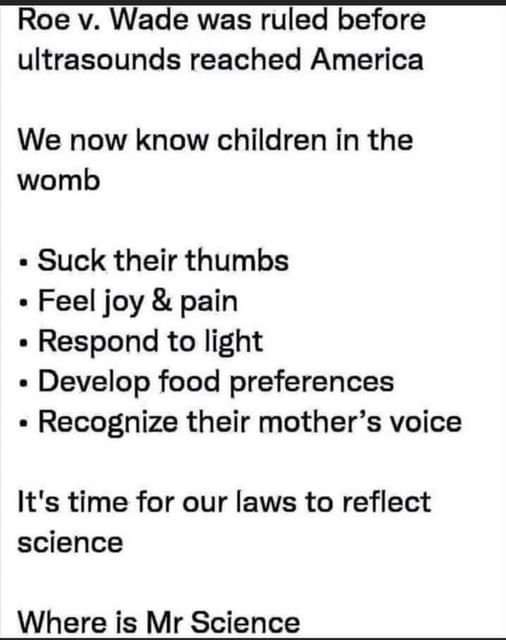 Democrats only 'believe the science' when it's not killing babies.‼️