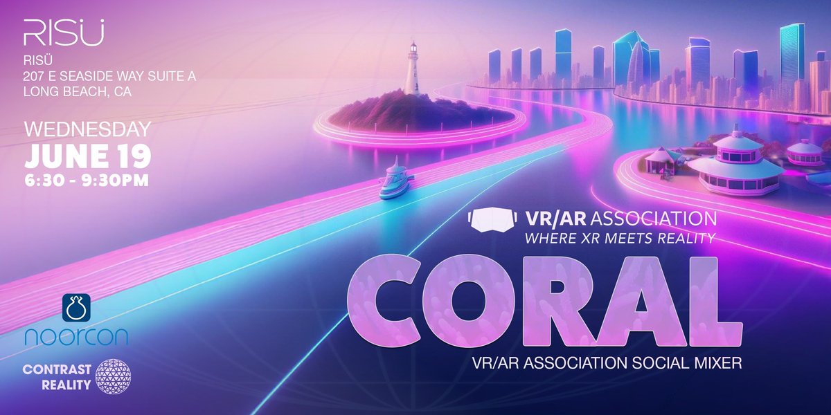 🟣RSVP for the ultimate AWE after-party!🟣 Join VRARA OC &amp; LA Chapters and put the "AR" in PARTY!  Wednesday, June 19th, 6:30-9:30PM at RISU. Enjoy the DJ, photo booth, and AR trivia! Short 5-min walk from Long Beach Convention Center/AWE.
RSVP Here: shorturl.at/vl7kq