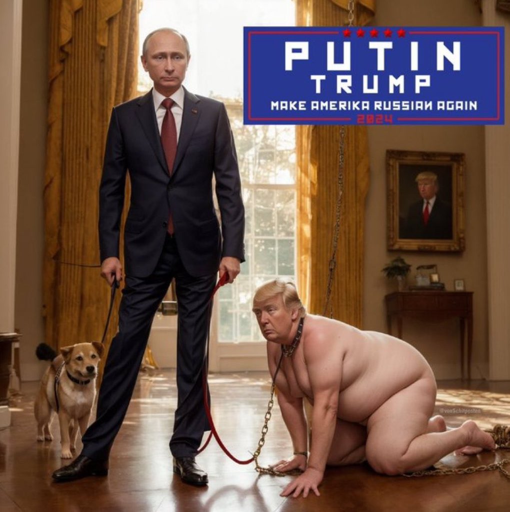 Donald Trump is Vladmir Putin’s BITCH. If you think anything else u need to get yourself checked up. If Trump wins, Putin will NUKE Ukraine and Trump will look the other way. That’s Trump. #MAGACultMorons