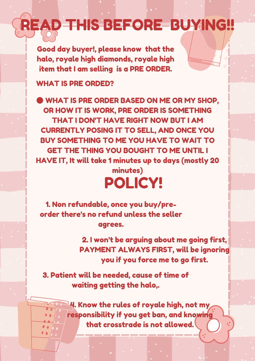 Selling Royale high halos/diamonds💝🎀

READ AND UNDERSTAND THE PICTURE BEFORE BUYING!💝🎀

Payment accepted: For Paypal/remitly

Dm me if interested buying!💝🎀

Feel to ask me a question!

#royalehighcrosstrades #royalehightrading #royalehighcrosstrade #royalehigh #rhtrade #roy