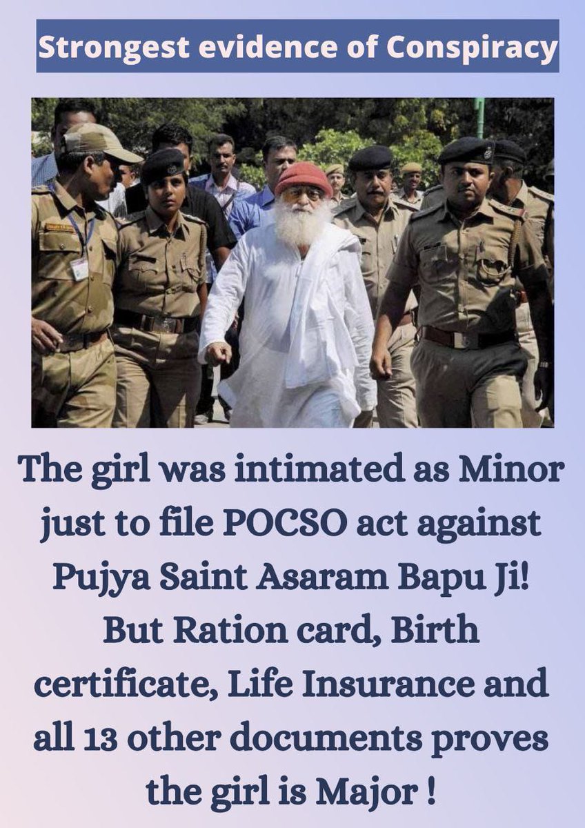 Dhananjaya10_'s tweet photo. Becoz Of Fake Cases
Accused Person &amp; his family has to go through pain ,sorrow, Humiliation , Same Happened With
Sant Shri Asharamji Bapu, Govt Should Find Out D Solution Of One Sided POCSO Law !
#AreHumanRightsEqualForAll https://t.co/bmWBNRLGNv