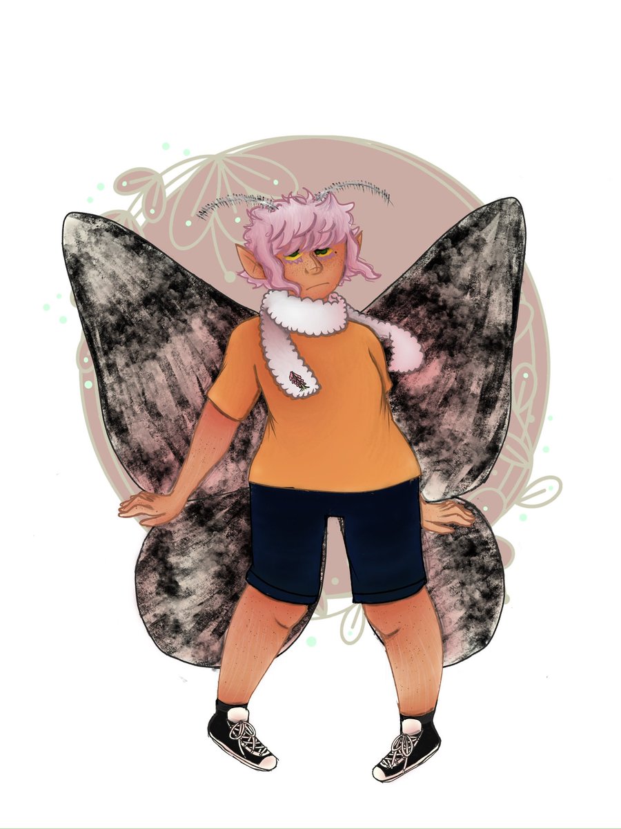 scoutsasleep's tweet image. Harvest Fall

#moth #mothoc #pepperedmoth #oc #ocart #originalcharacter #procreateart #flowers