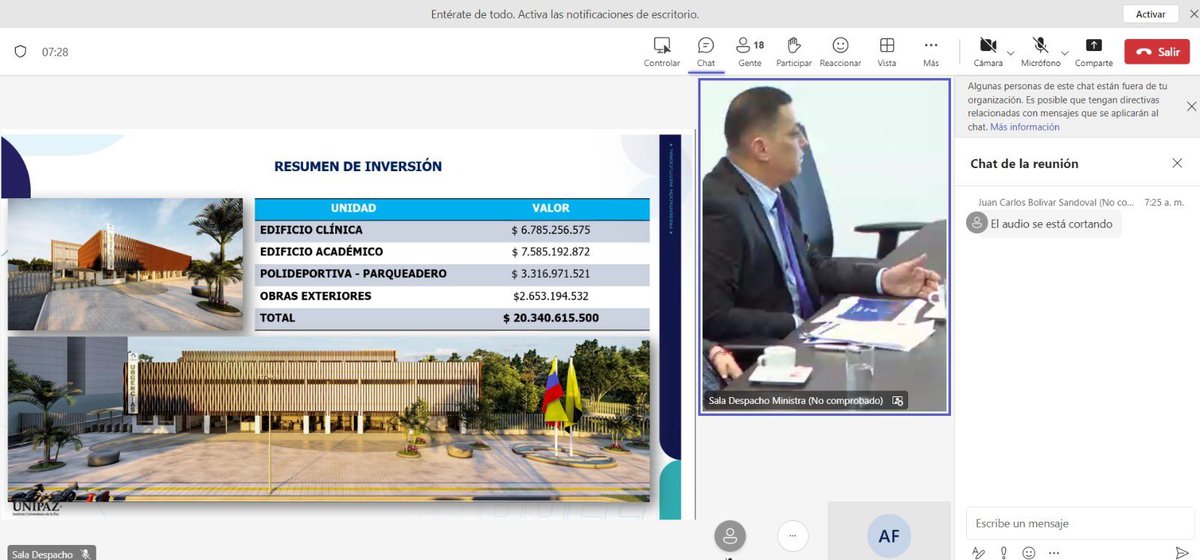UNIPAZnoticias's tweet photo. #RectorUNIPAZ @oscaropa socializó ante la  @Mineducacion @AuroraVergaraF1 , y el Comité Estratégico de Infraestructura, el proyecto de infraestructura denominado Construcción de la sede urbana de la universidad 1/3 https://t.co/ycAt2ISAU3