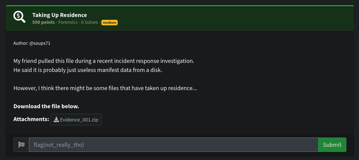 More Forensics challenges from the NahamCon2024 CTF -- some scrappy incident response with Windows event logs to triage and data to recover! Tackle @Soups71 task, 'Taking Up Residence' at #NahamCon2024 CTF jh.live/nahamcon-ctf (5/23-5/25)