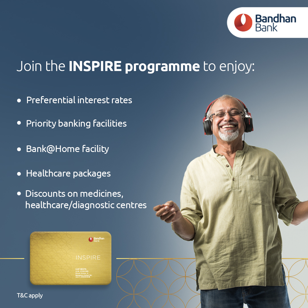 Elevate the best years of your life with our #InspireProgramme. Learn more: bit.ly/3uTb7D7

#SeniorCitizens #BandhanBank