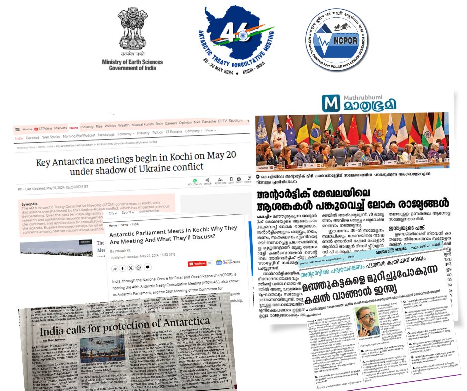 🌍❄️Extensive media coverage on the 46th Antarctic Treaty Consultative Meeting & 26th Committee on Environment Protection at Kochi, India highlighting our global commitment to preserving #Antarctica. mathrubhumi.com/videos/news-in… #ATCM46 -#CEP26 @moesgoi @AntarcticTreaty @TMeloth
