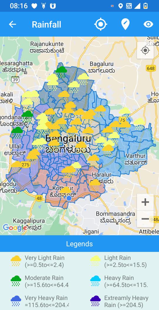 🌧️ Rainfall Map from yesterday shared for BENGALURU Parts of North, West and North West Bengaluru received light to moderate showers last evening. #BangaloreRains #BengaluruRains