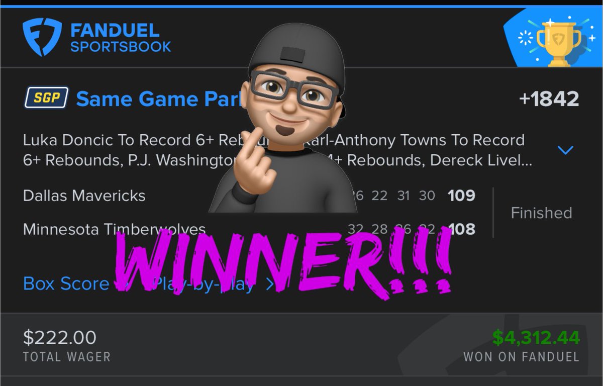 We got another winner FAM!! TRUST THE PROCESS!!! Share your tickets and tag me!! 🔥🔥🔥🔥🔥🔥🔥🔥🔥🔥🔥 Join the fam - link at top of my Twitter page!! @DubClub_win @br_betting #gamblingtwitter #fanduel
